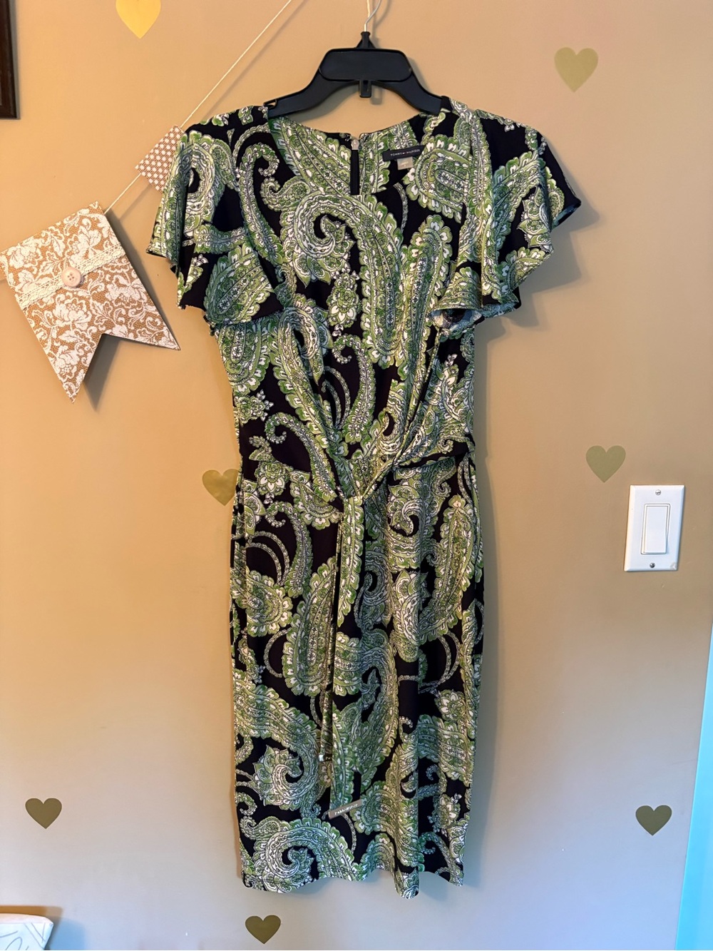 Tommy Hilfiger Navy and Green Paisley Tie-Waist Midi Dress - Picture 2 of 12